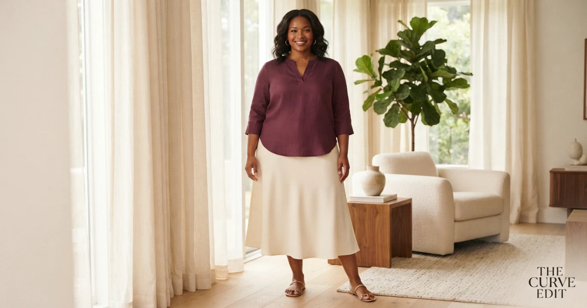 Editorial fashion example for shared front-body volume