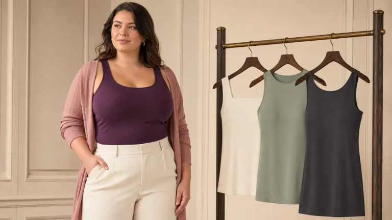Best camisoles for a large bust with bra-friendly straps, stable necklines, opaque fabric and level hems