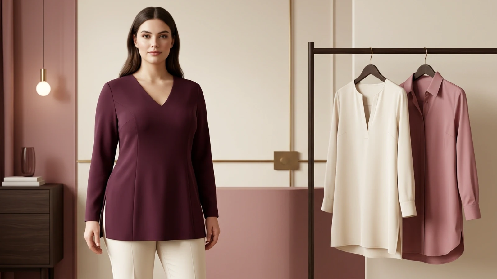 Best tunic tops for a large bust with shaped bust room balanced front length and controlled drape