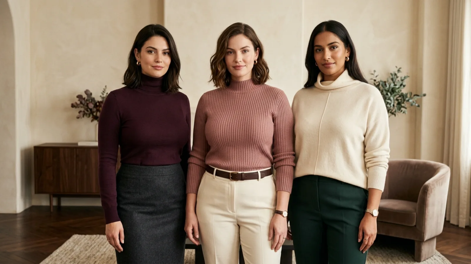 Turtleneck collar height and fuller-bust fit comparison
