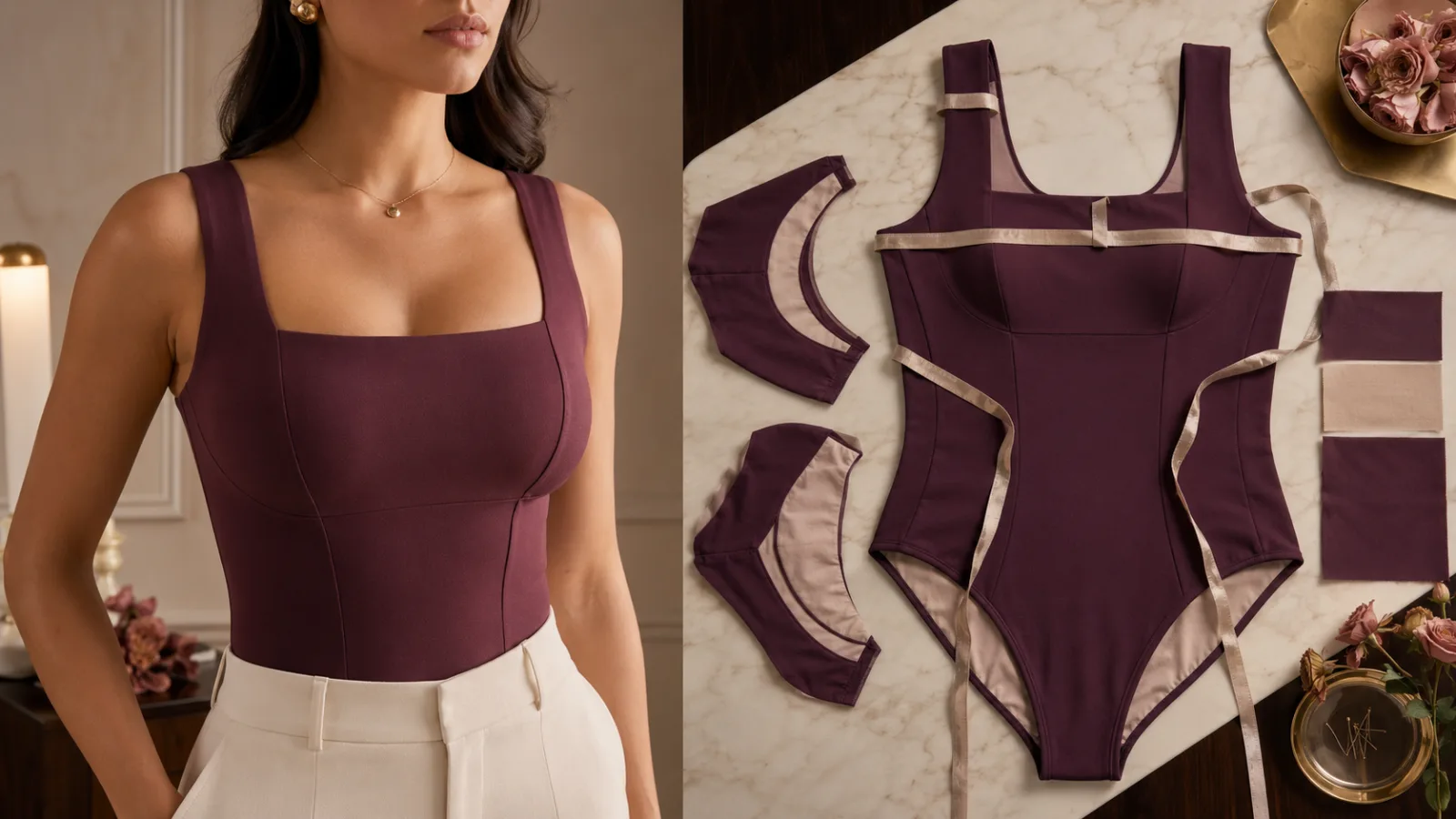 Bodysuit vertical torso length gusset and leg-opening comparison guide