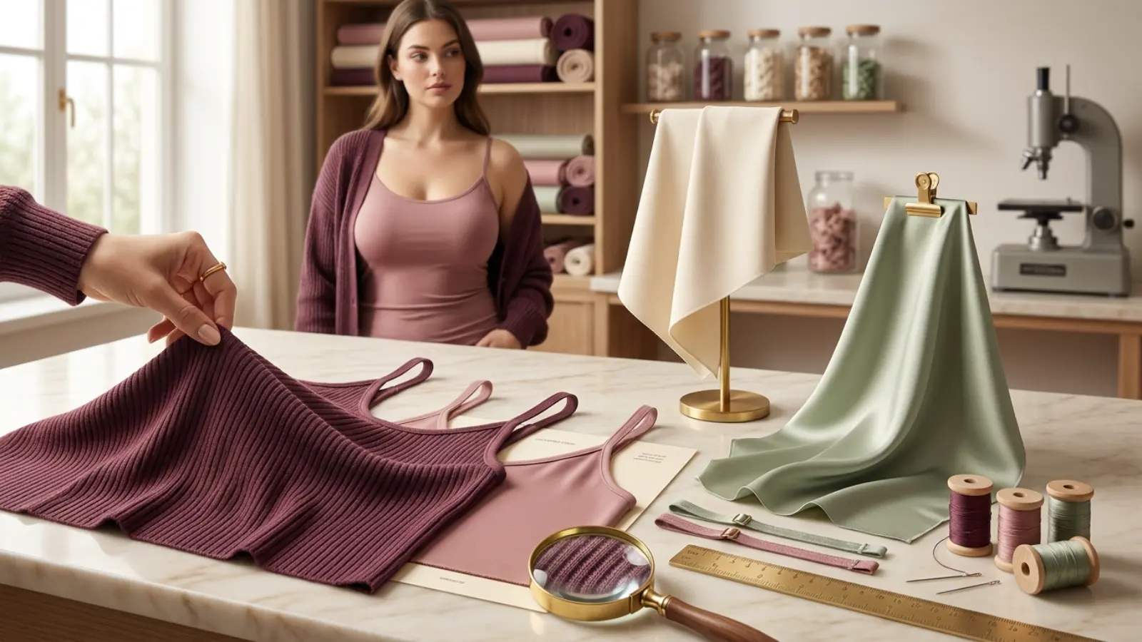 Best camisoles fabric opacity recovery rib knit and woven drape test
