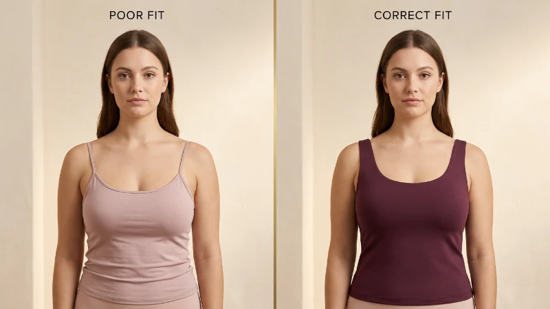 Camisole strap neckline and side coverage fit comparison