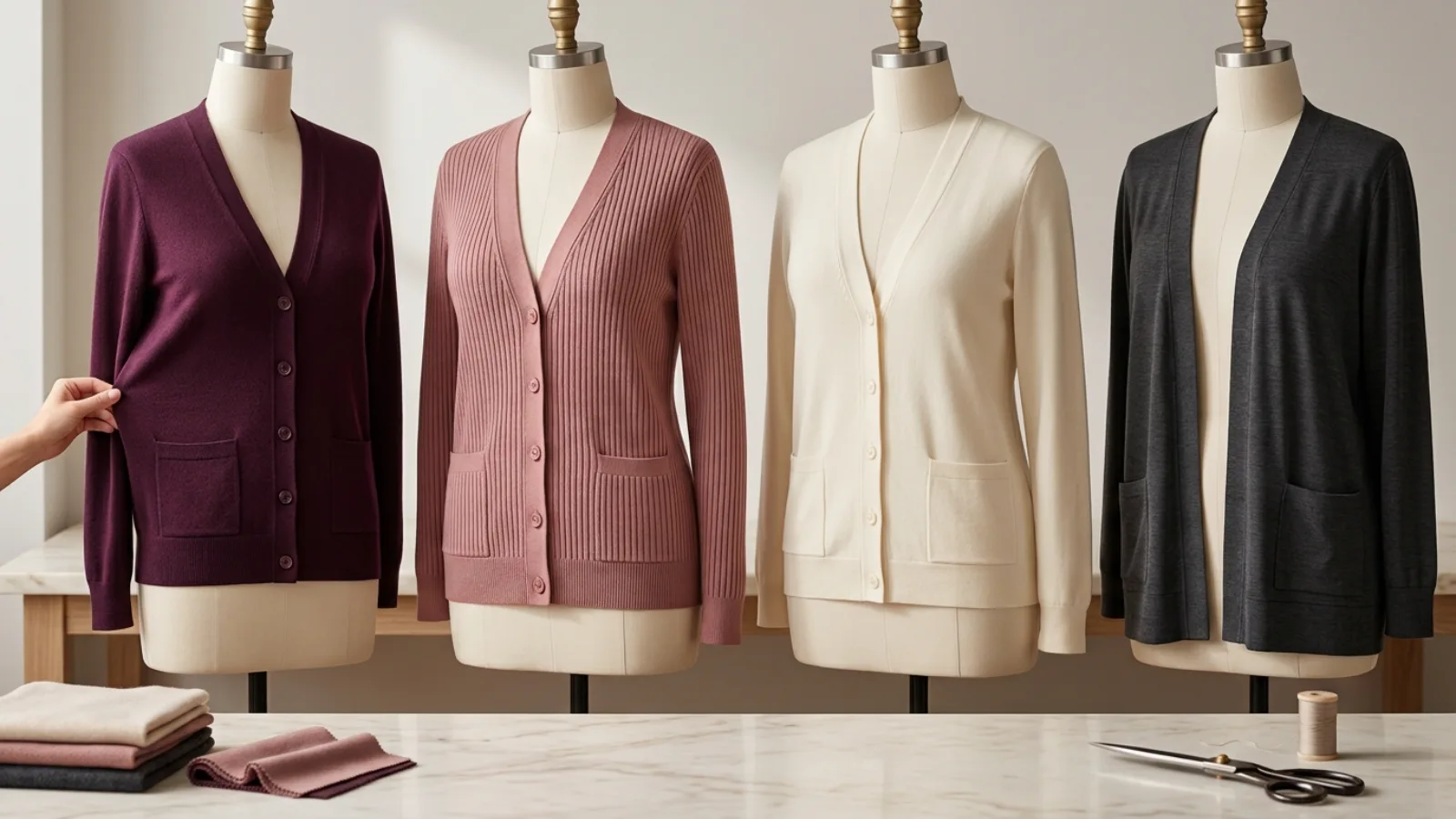 Best cardigans fabric recovery, rib stability, opacity, and drape test