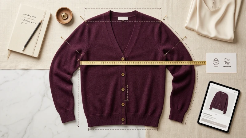Online cardigan garment measurements for fuller-bust fit