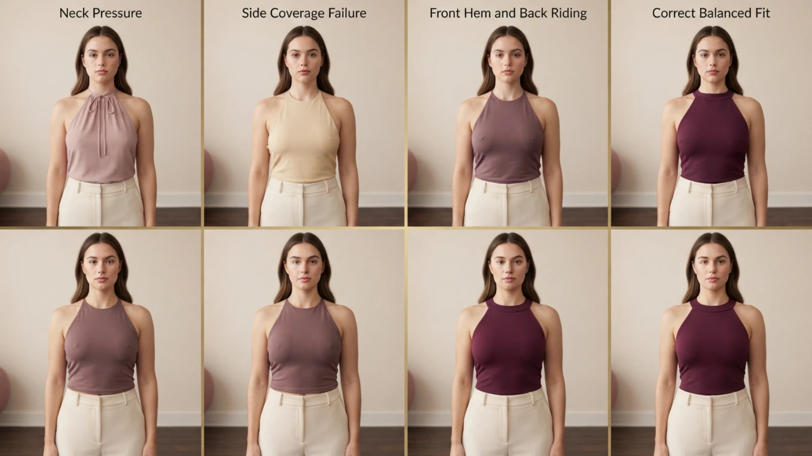 Best halter tops bra compatibility, side coverage and back height guide for a large bust