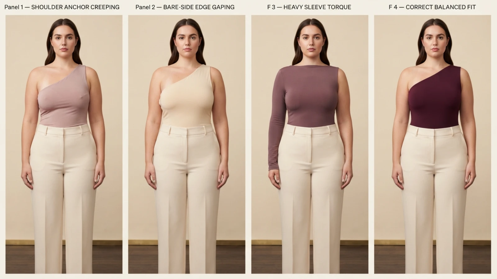 Best one-shoulder tops fabric opacity recovery lining and sleeve torque test