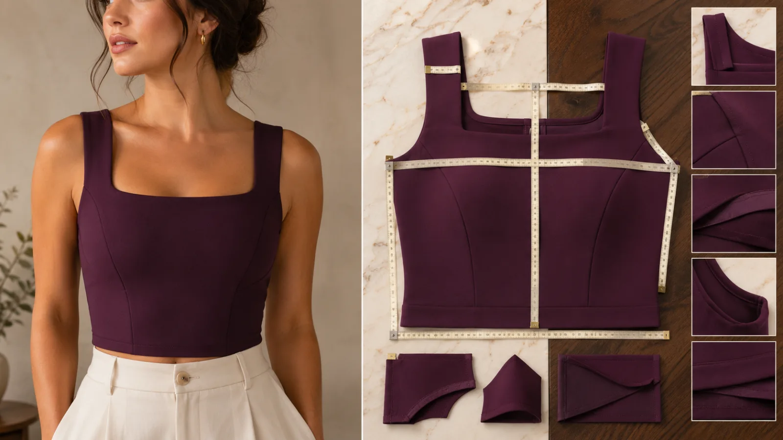 Crop top front length and high-rise waistband fit comparison
