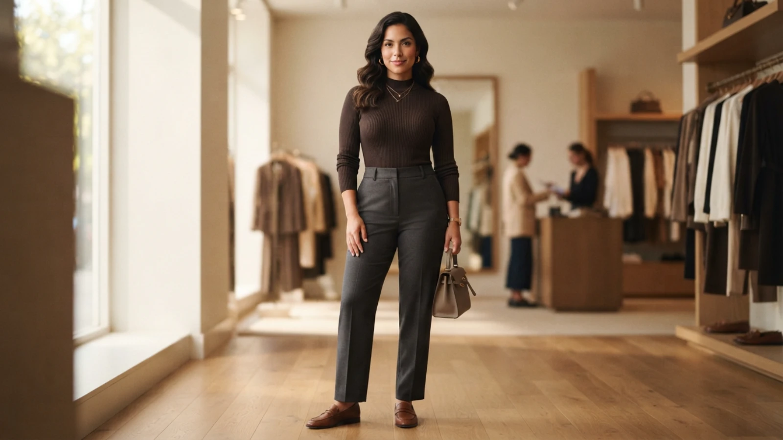 Woman wearing a polished outfit with clean support underneath
