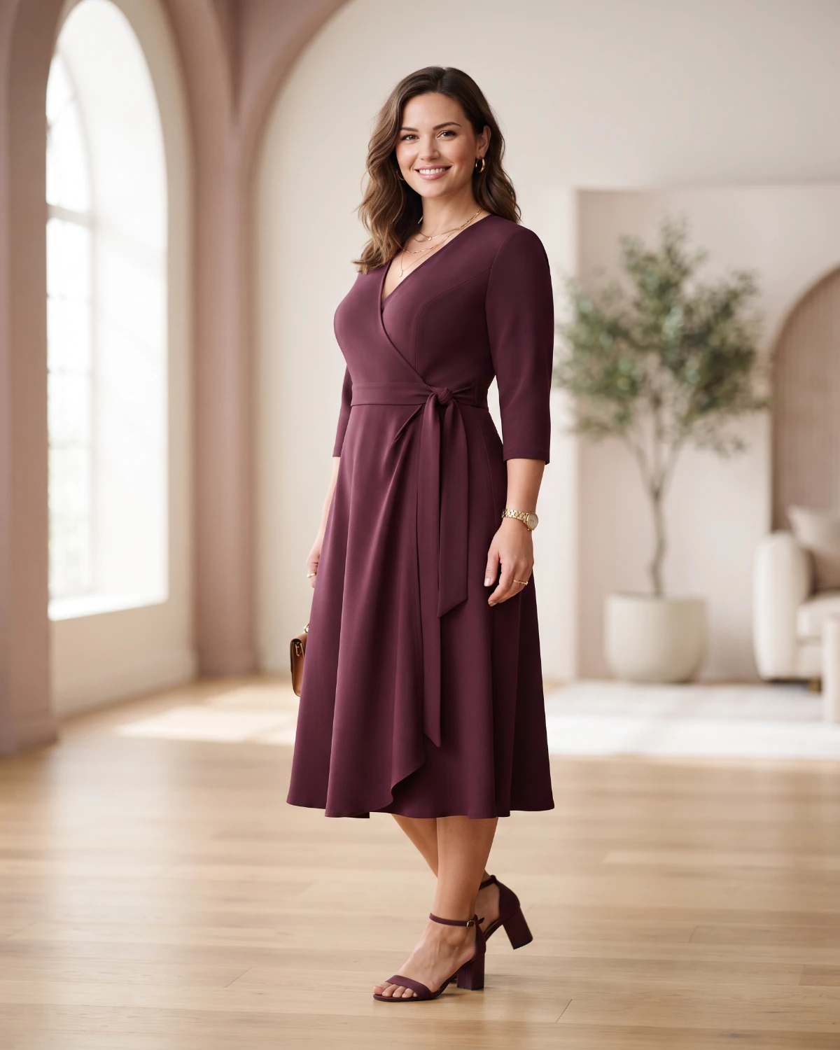 Woman in a polished fit-first outfit for FitShapeGuide