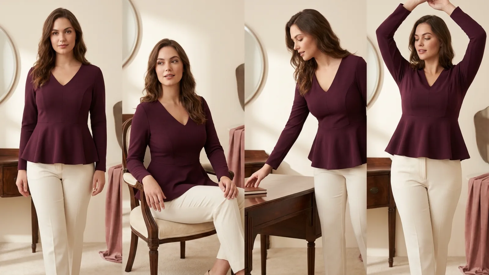 Peplum flare volume and fabric structure comparison