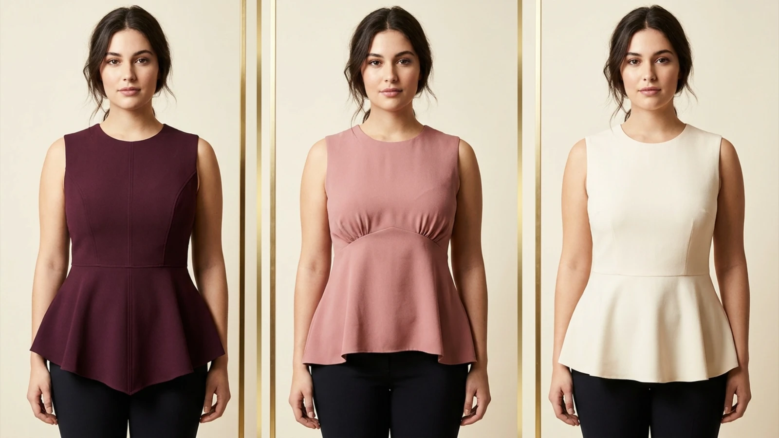 Best peplum tops with correct natural-waist seam and fuller-bust front length
