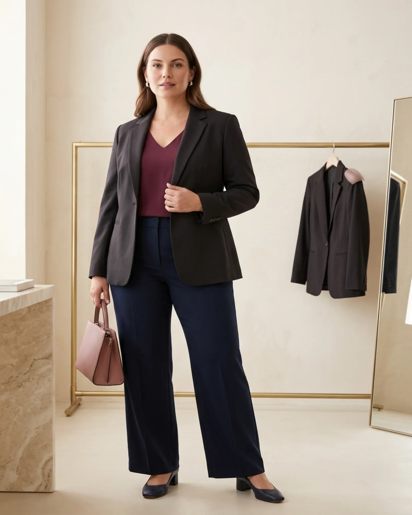 Editorial fashion example for intentional shoulder structure