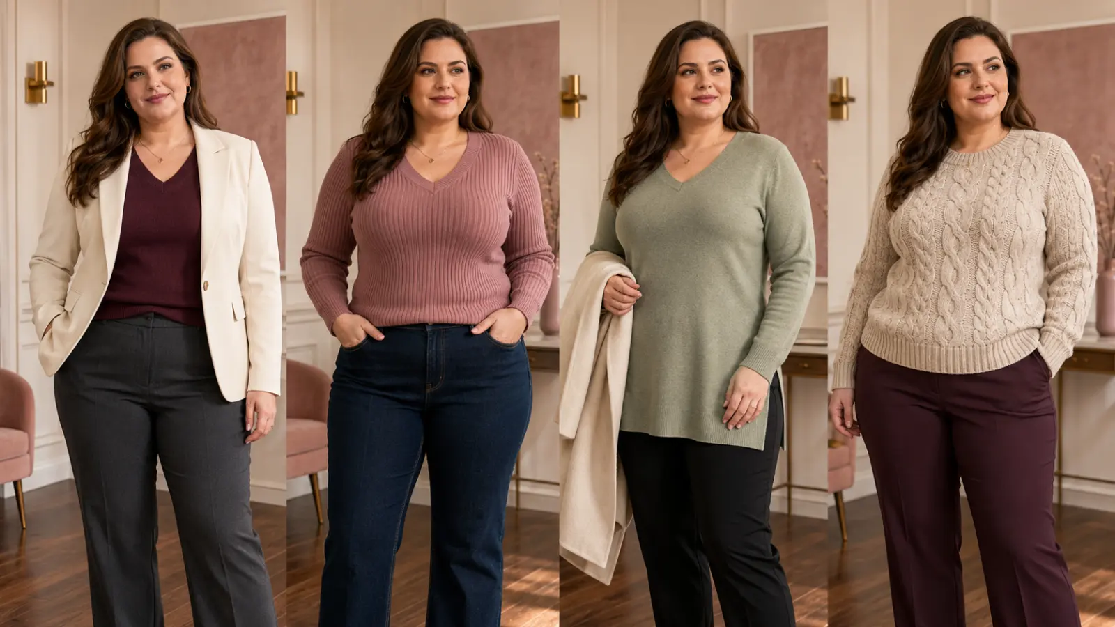 Sweater movement layering and coat clearance test for a fuller bust