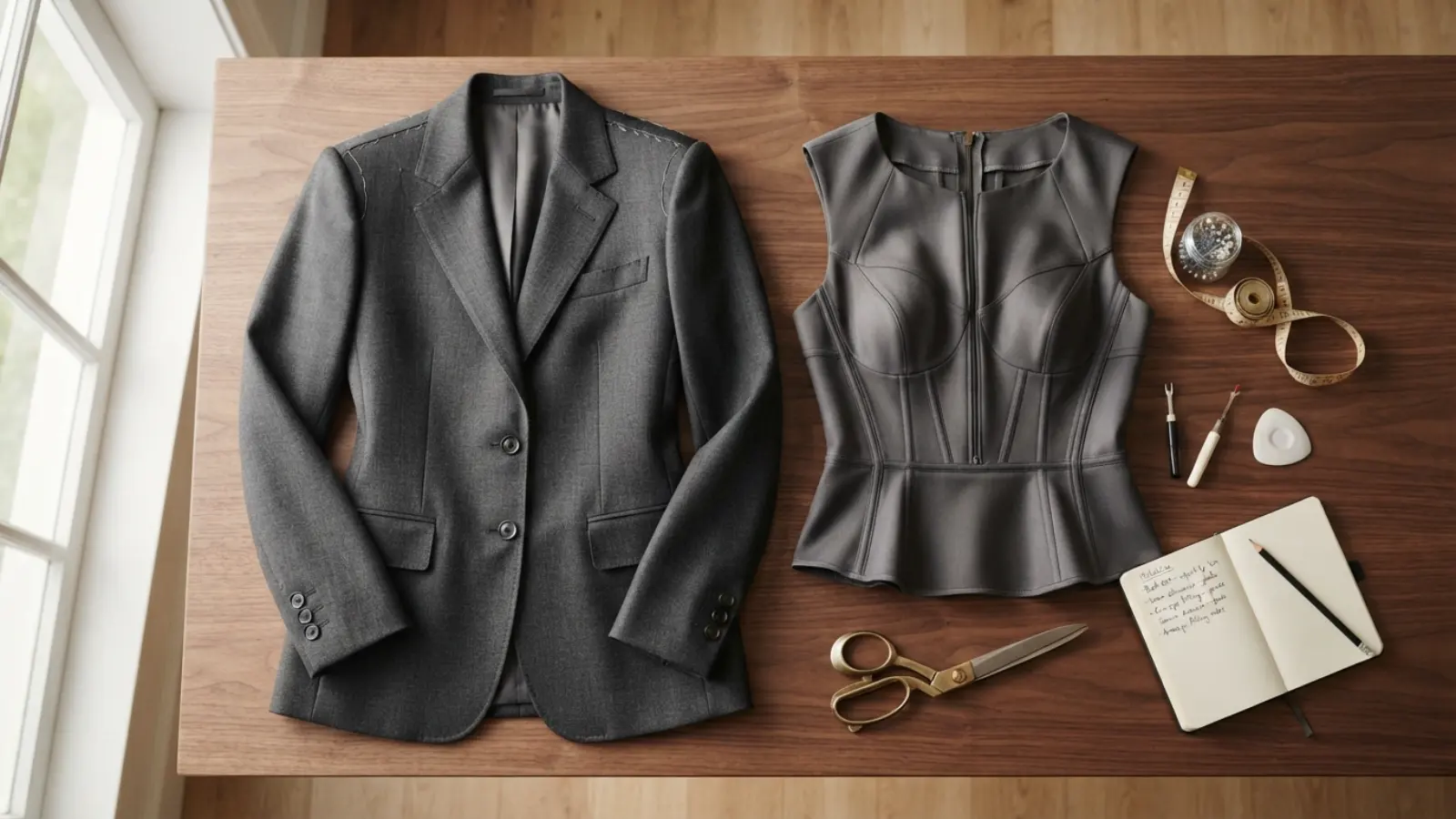 Tailoring workspace representing garment construction and fit analysis