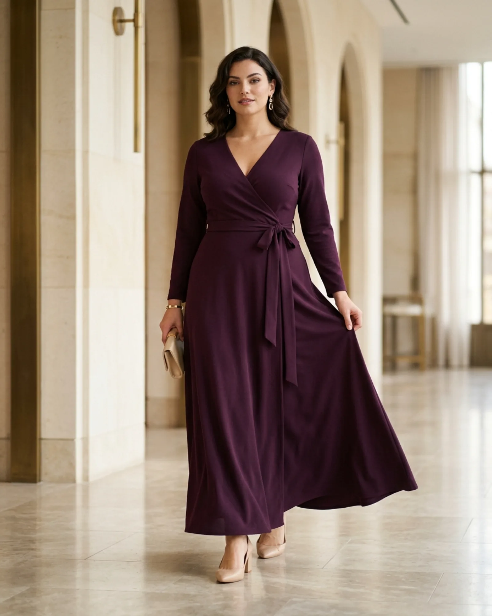 Close detail showing front length, waist placement, sleeve length, rise and scale