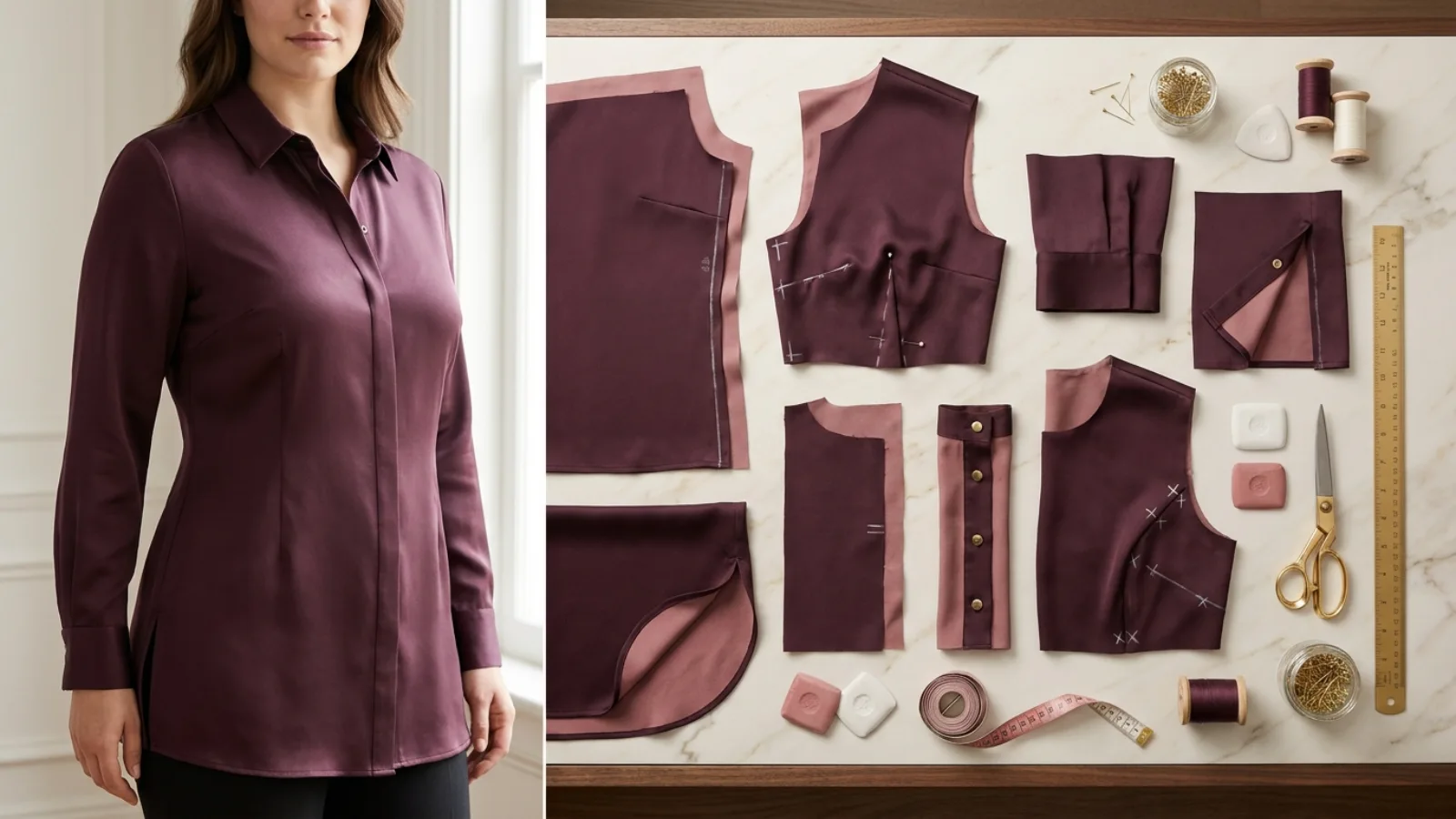 Online tunic garment measurement checklist for bust shoulders front length hips sweep and side slits