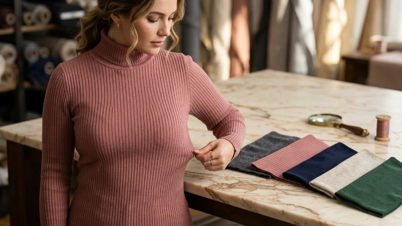 Opaque turtleneck fabric stretch and recovery test