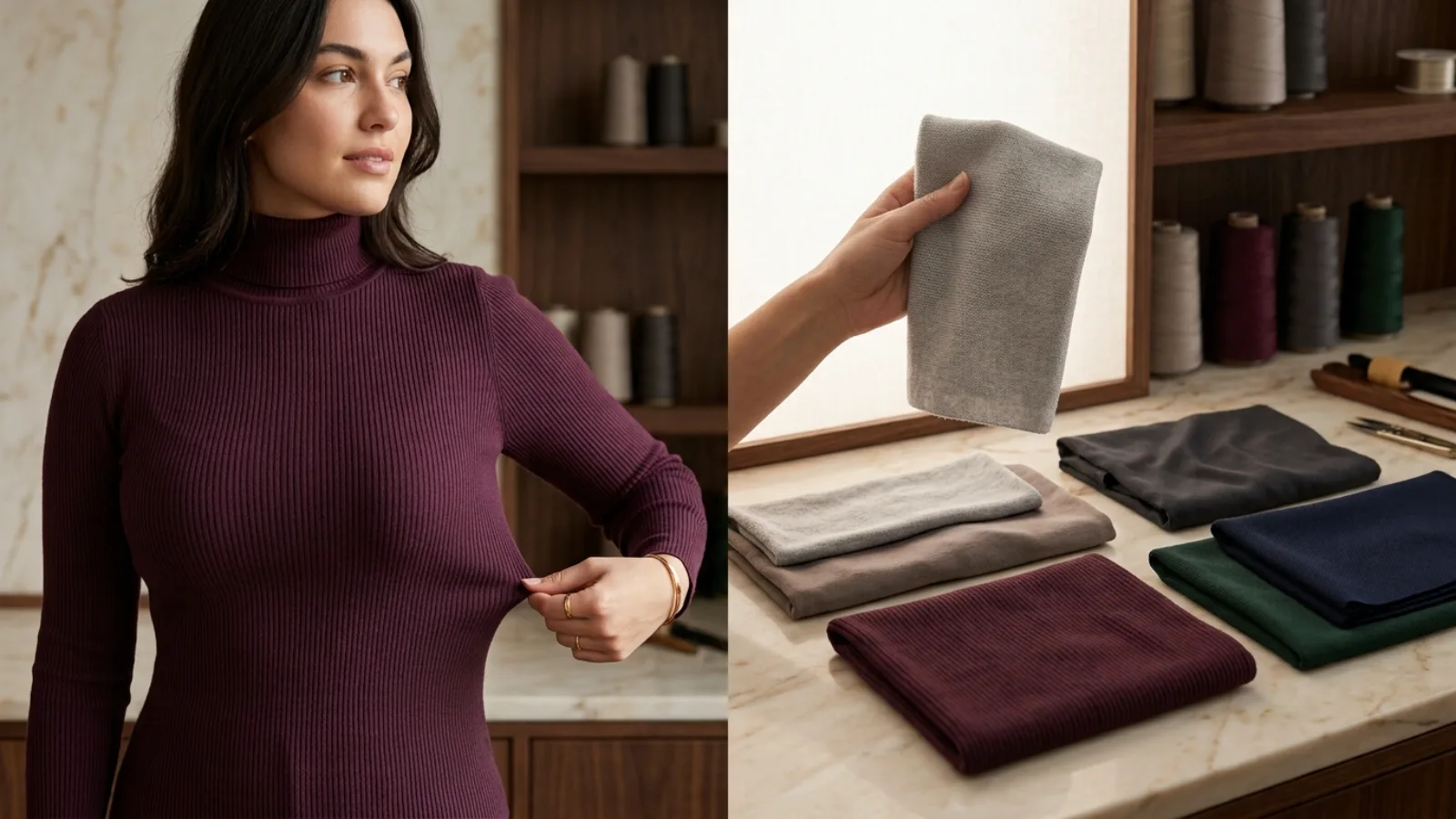 Best turtlenecks fabric test for knit recovery, rib stability, and opacity