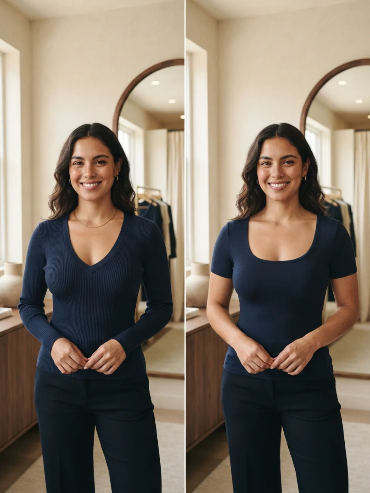 V-Neck vs Scoop Neck for a Large Bust