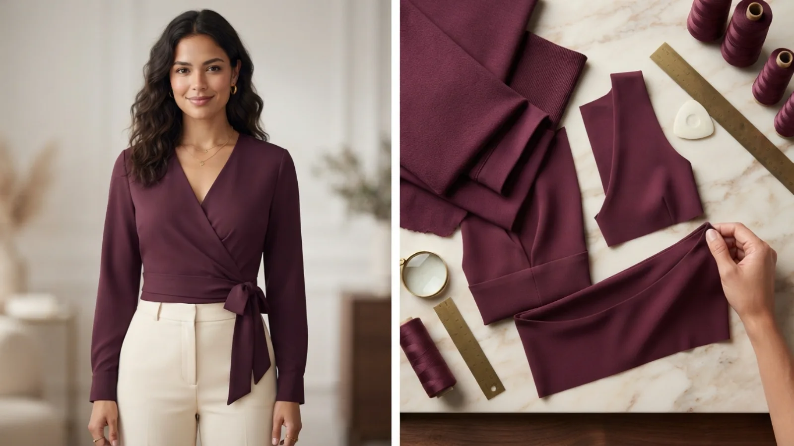 Best wrap tops online measurements for bust overlap, tie and front length