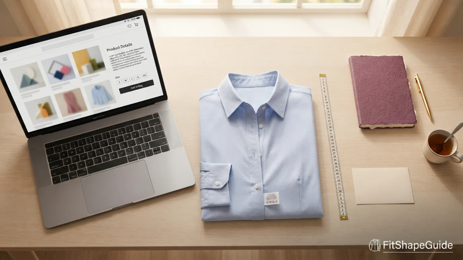 Desk movement test for a button-down shirt on a fuller bust