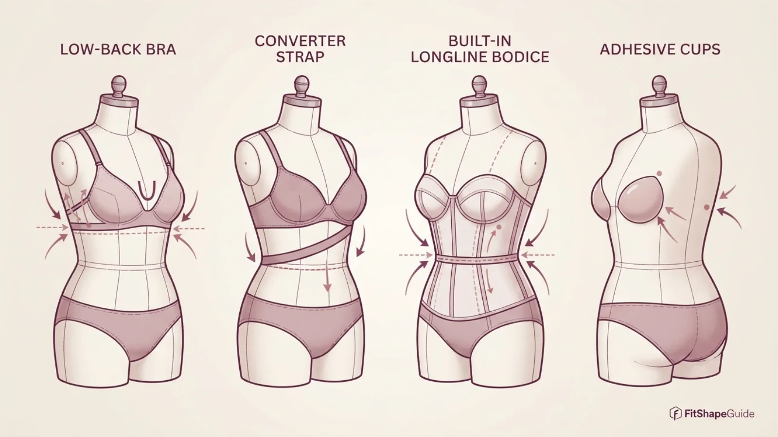 backless dress support-method comparison for a large bust