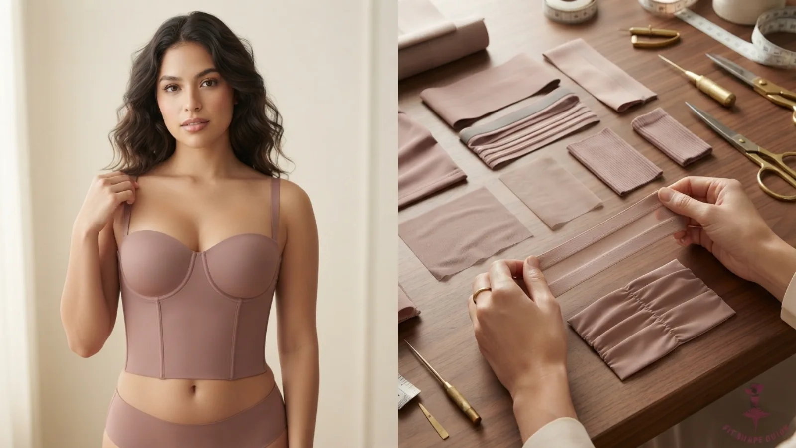 Bandeau grip elastic boning lining and fabric recovery comparison