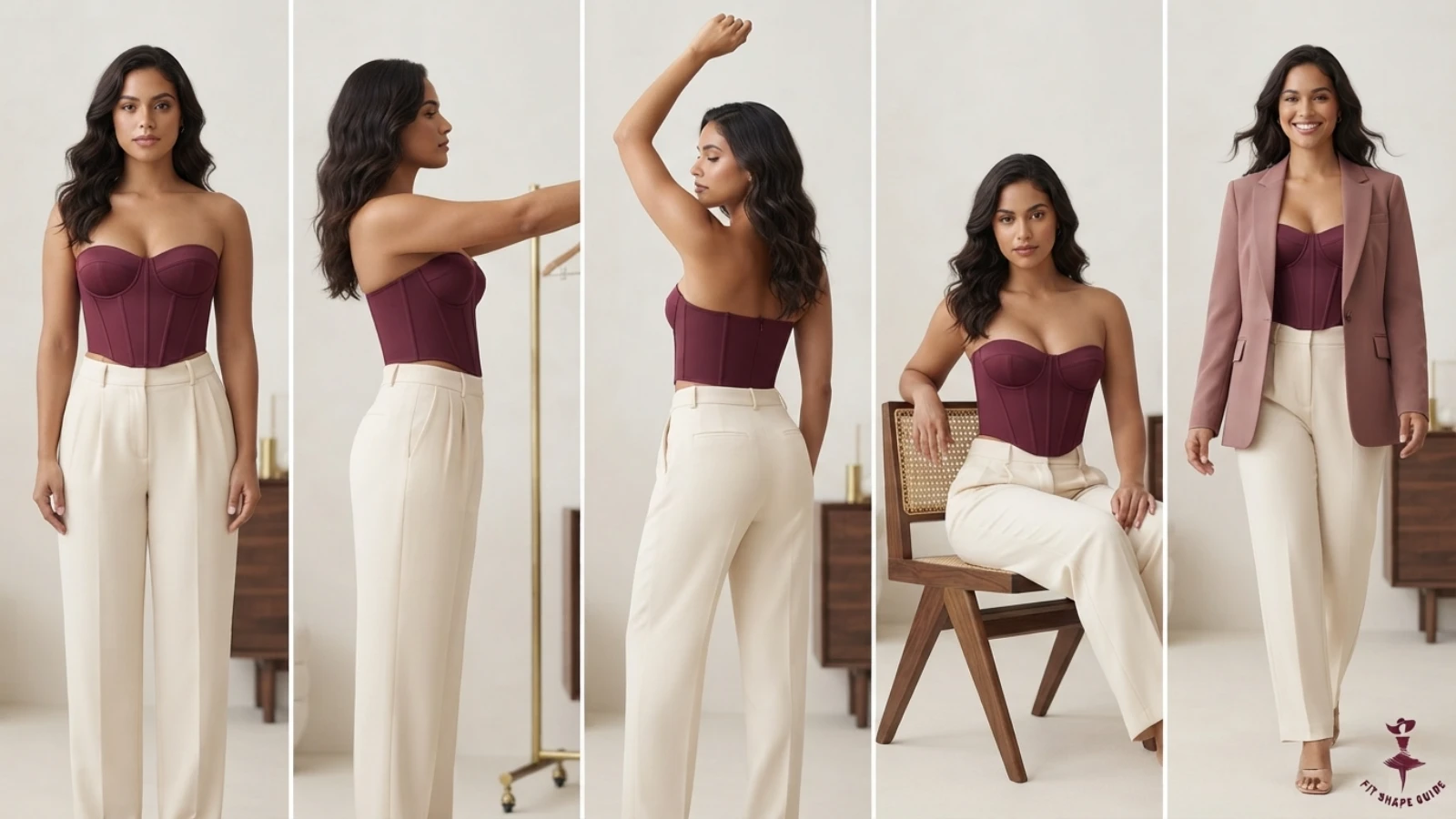 Bandeau top tested while standing reaching sitting walking and layering