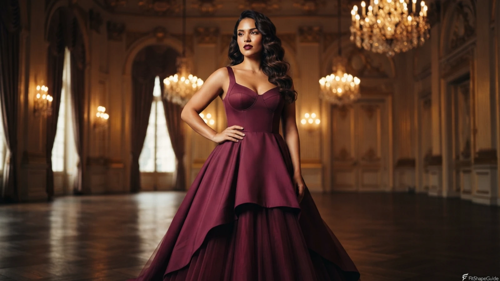 Best ball gowns for a large bust with a supportive princess-seam bodice