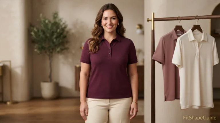 Best polo shirts for a large bust with stable collar smooth placket shaped front and balanced hem