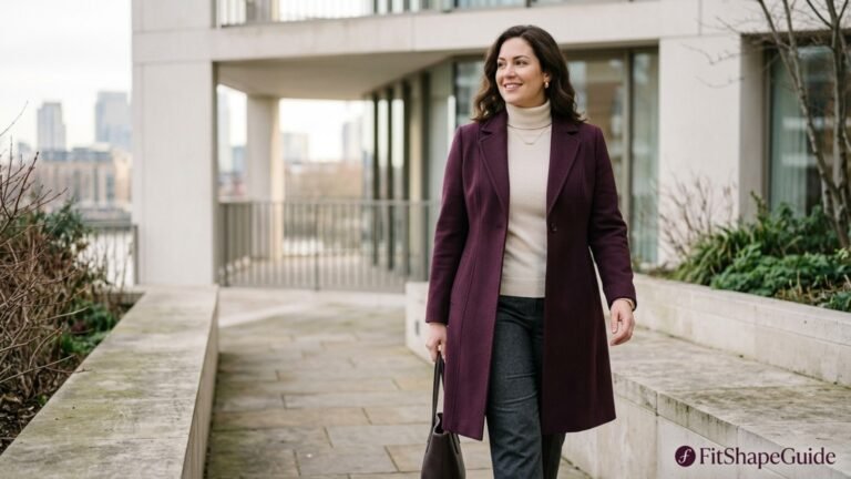 Best structured coats for a large bust with shaped front and balanced lapels