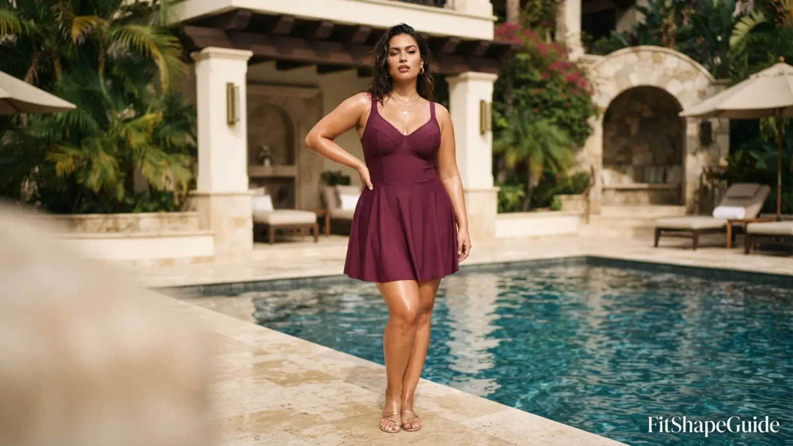 Best swim dresses for a large bust with wide shoulder straps shaped bodices and stable underbusts