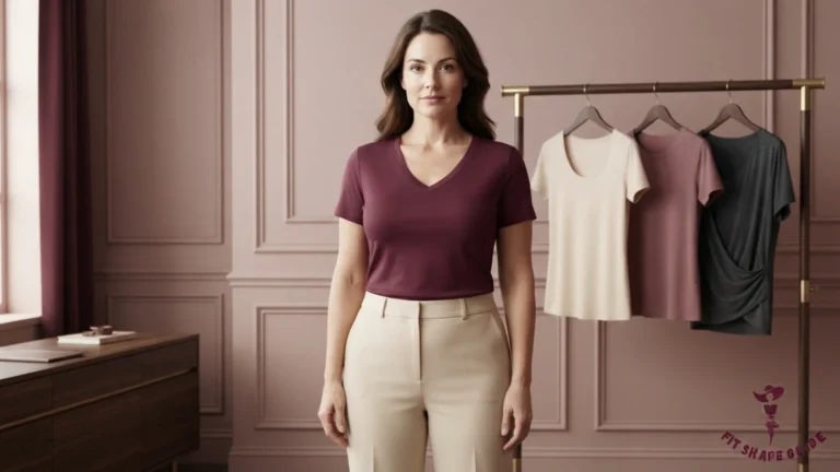 Best T-shirts for a large bust with stable V-neckline, correct shoulders, opaque jersey and balanced front length