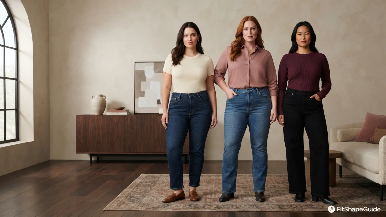 Best tops to tuck into jeans with a large bust in three polished outfits