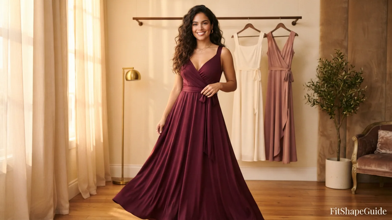 Best wrap maxi dresses for a large bust with wide straps shaped bodices and balanced full-length skirts