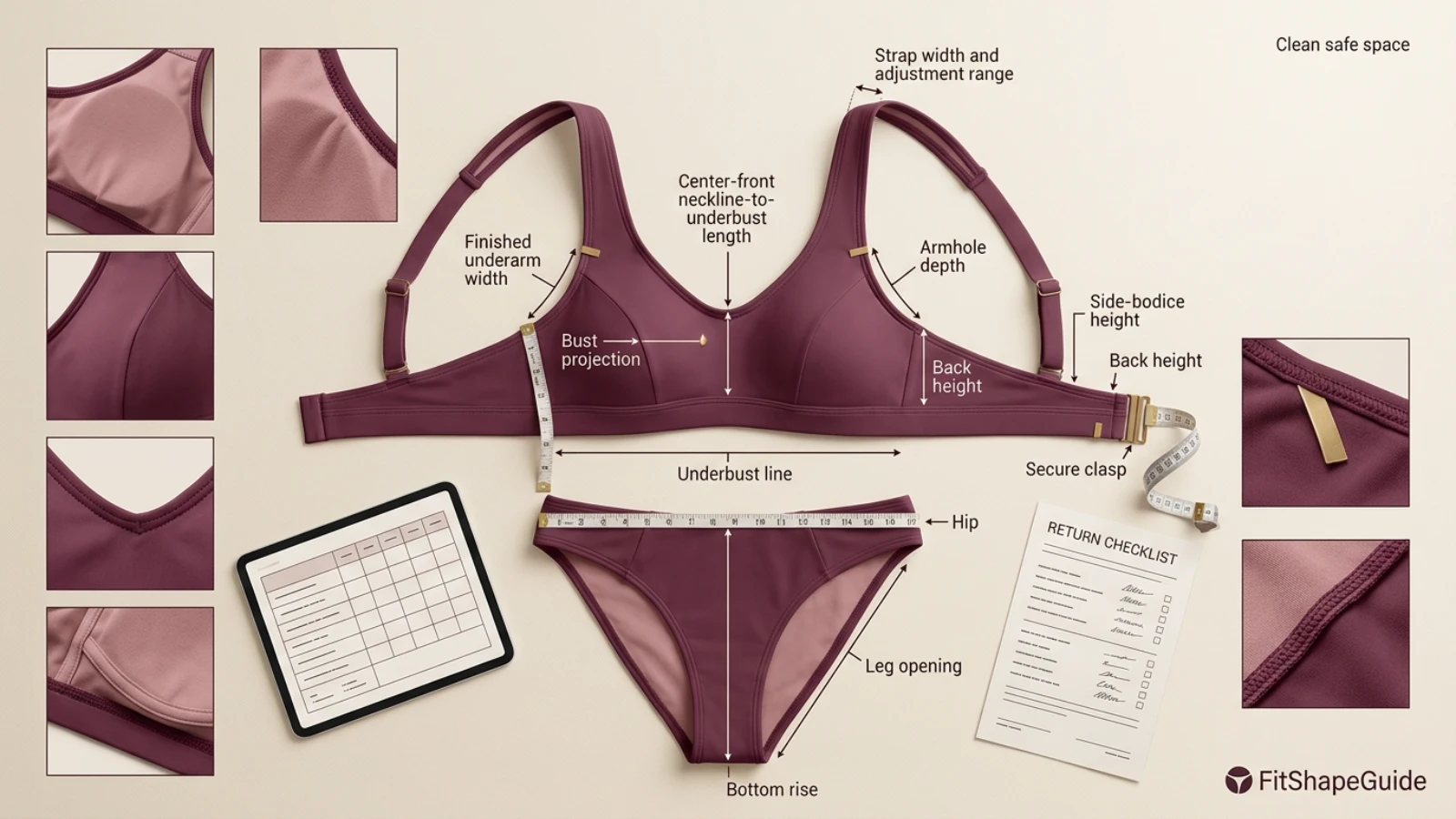 Online measurements for choosing a bikini for a large bust