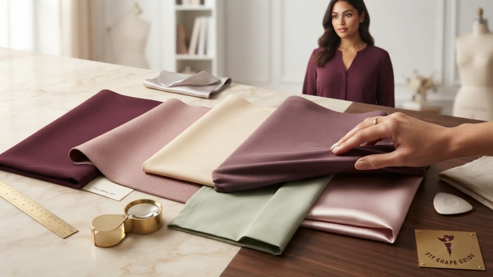 Blouse fit assessment with garment measurements and wrinkle checks