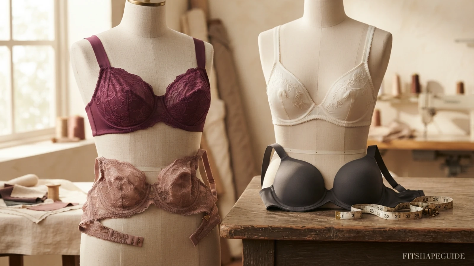 Bra band, cup, strap position and elastic checks for shoulder slippage