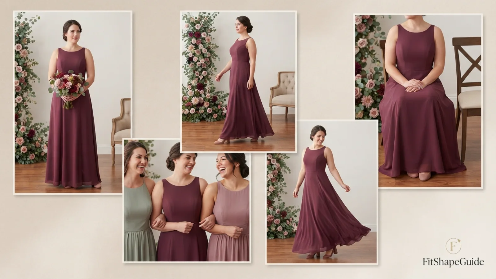 Bridesmaid dress seated reach and dance movement test for a fuller bust