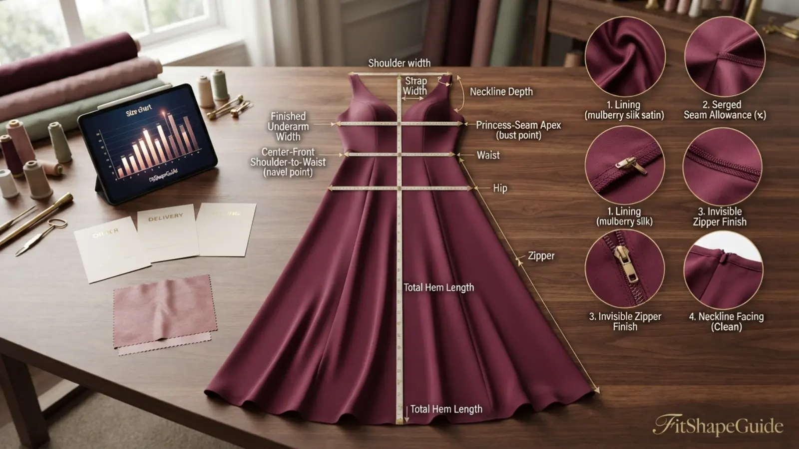 Online measurements for choosing a bridesmaid dress for a large bust