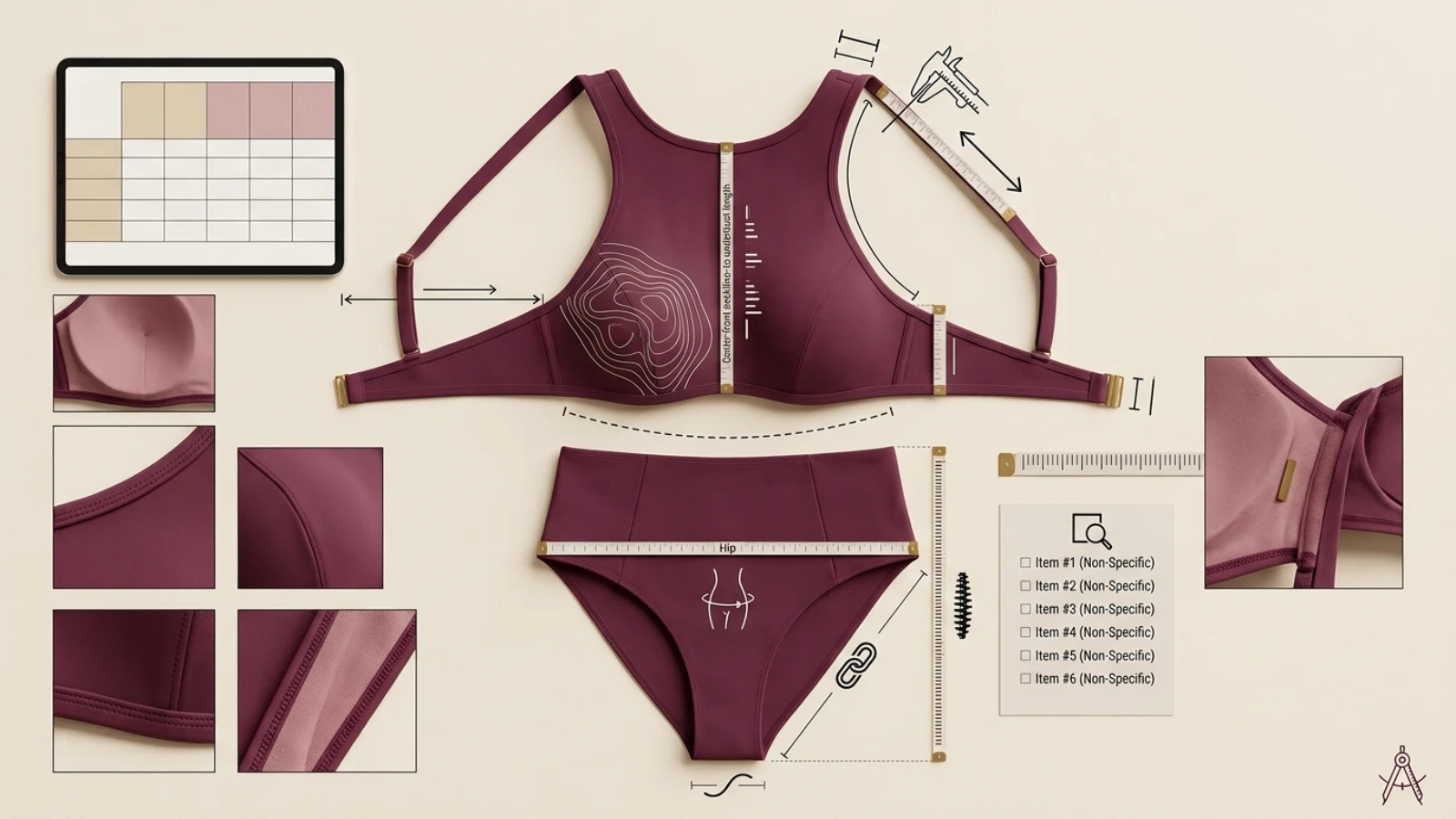 Online measurements for choosing a convertible swimsuit for a large bust