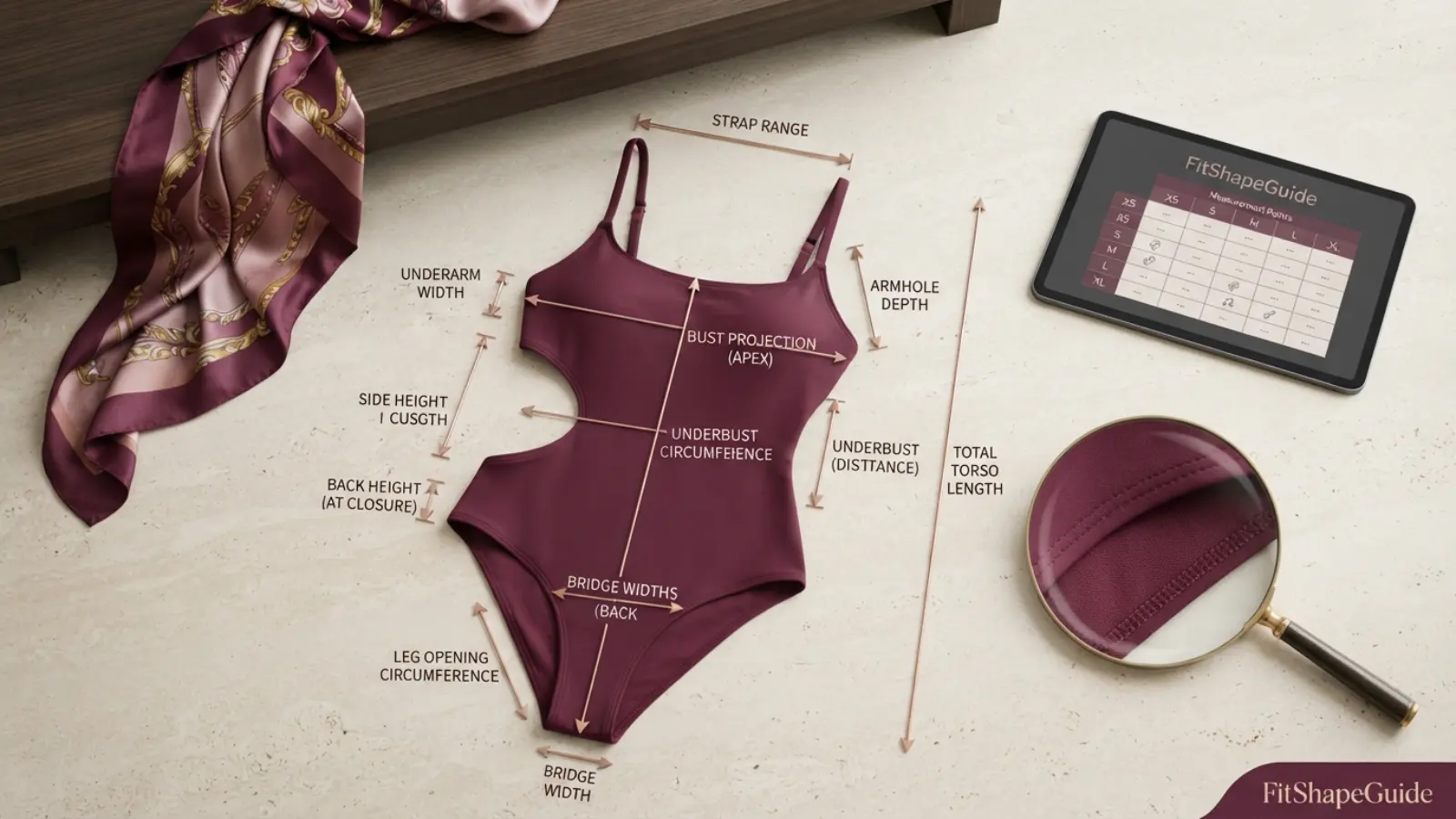 Online measurements for choosing an cut-out swimsuit for a large bust