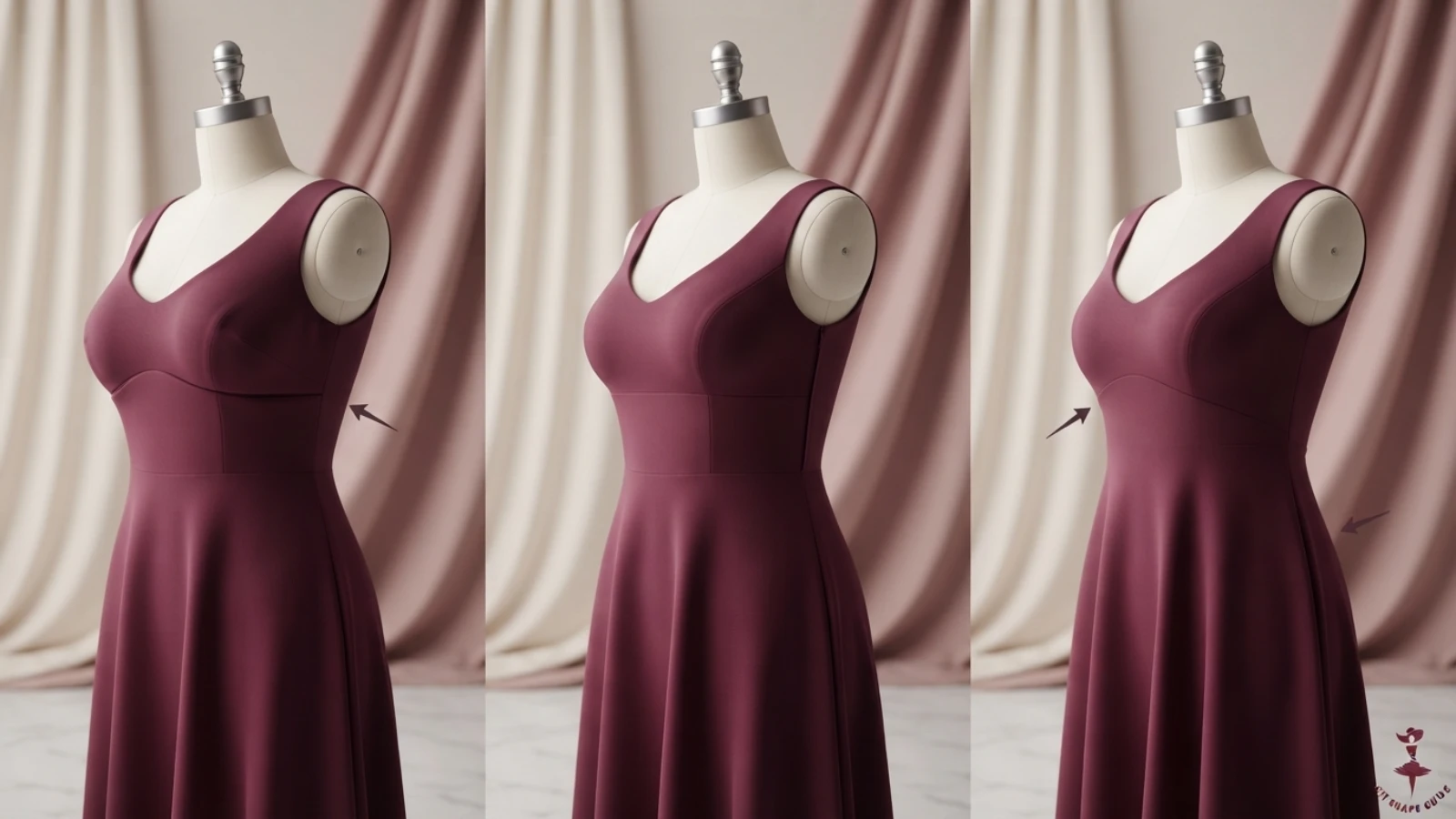 Correct empire waist seam placement below a large bust