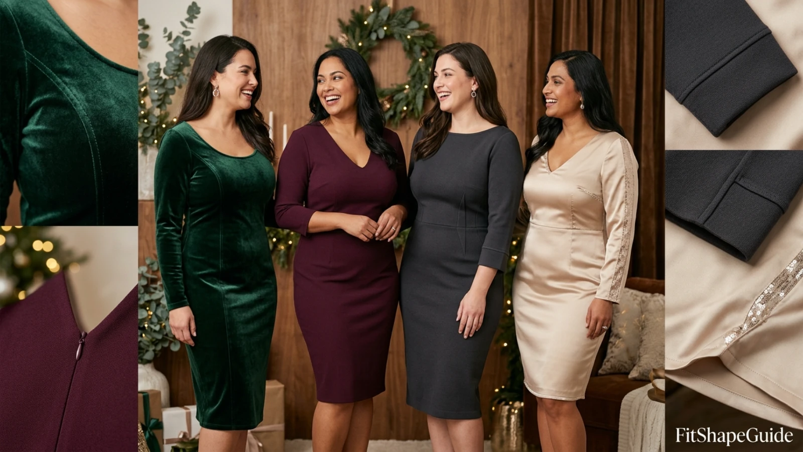 Holiday dress fabrics and embellishment for a fuller bust