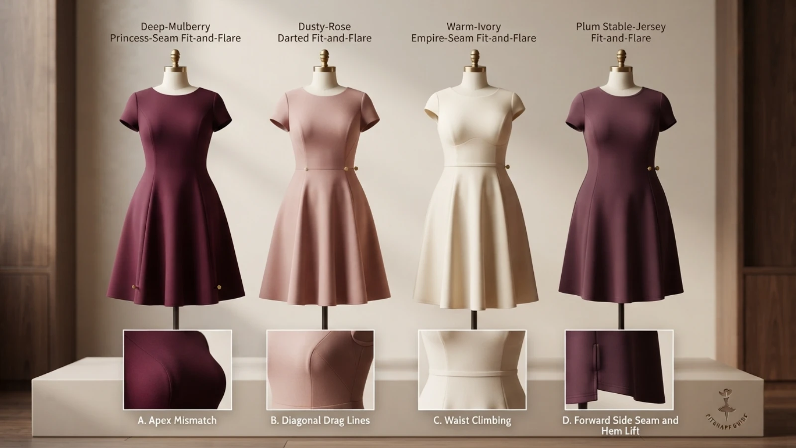 fit-and-flare dress bodice fit comparison for a large bust
