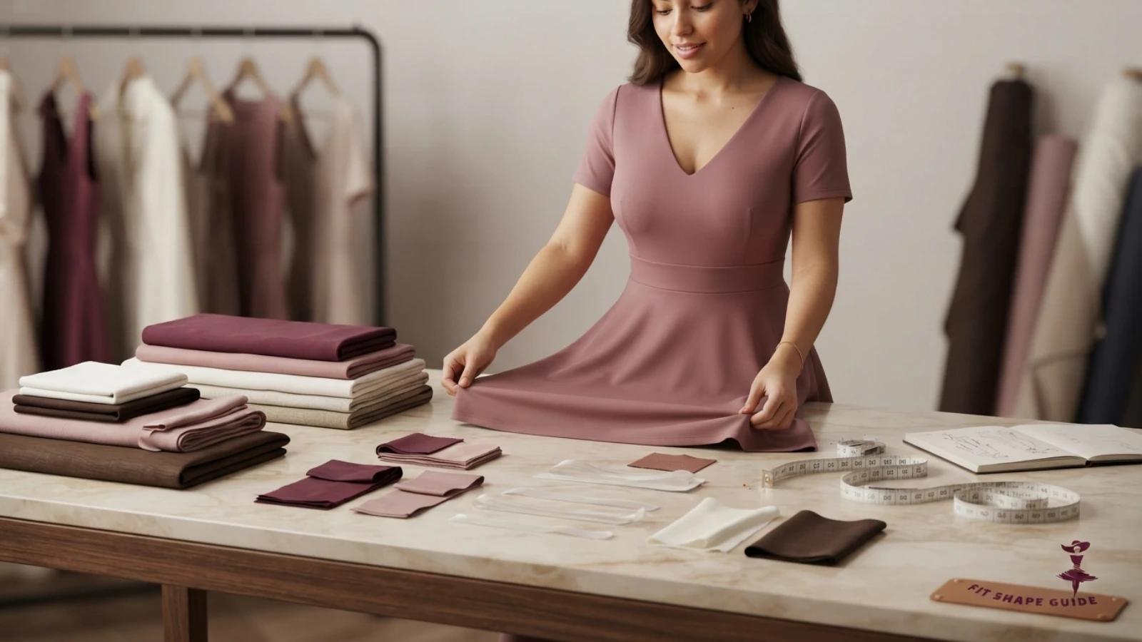 Fabric drape opacity and recovery test for fuller-bust fit-and-flare dresses