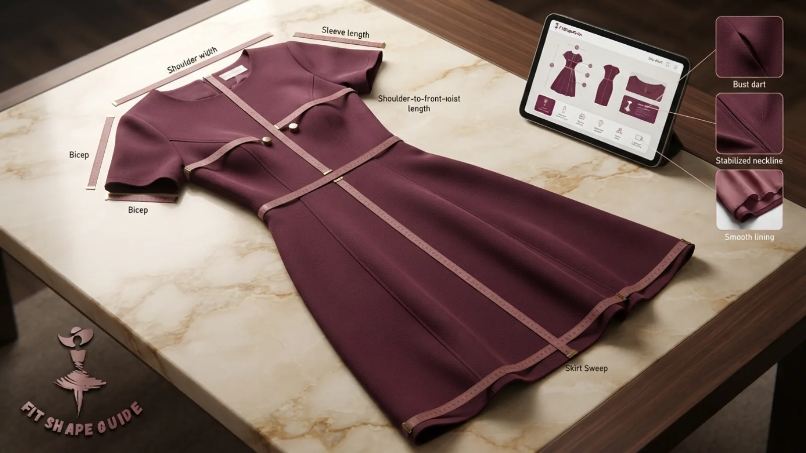 Online measurements for choosing a fit-and-flare dress for a large bust
