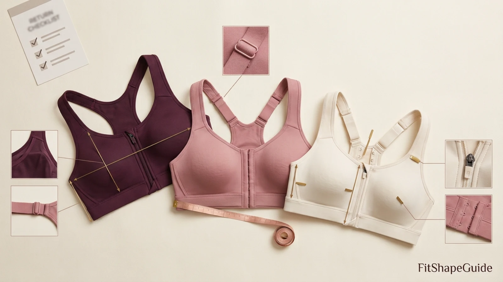 Online buying checks for a front-close sports bra for a large bust