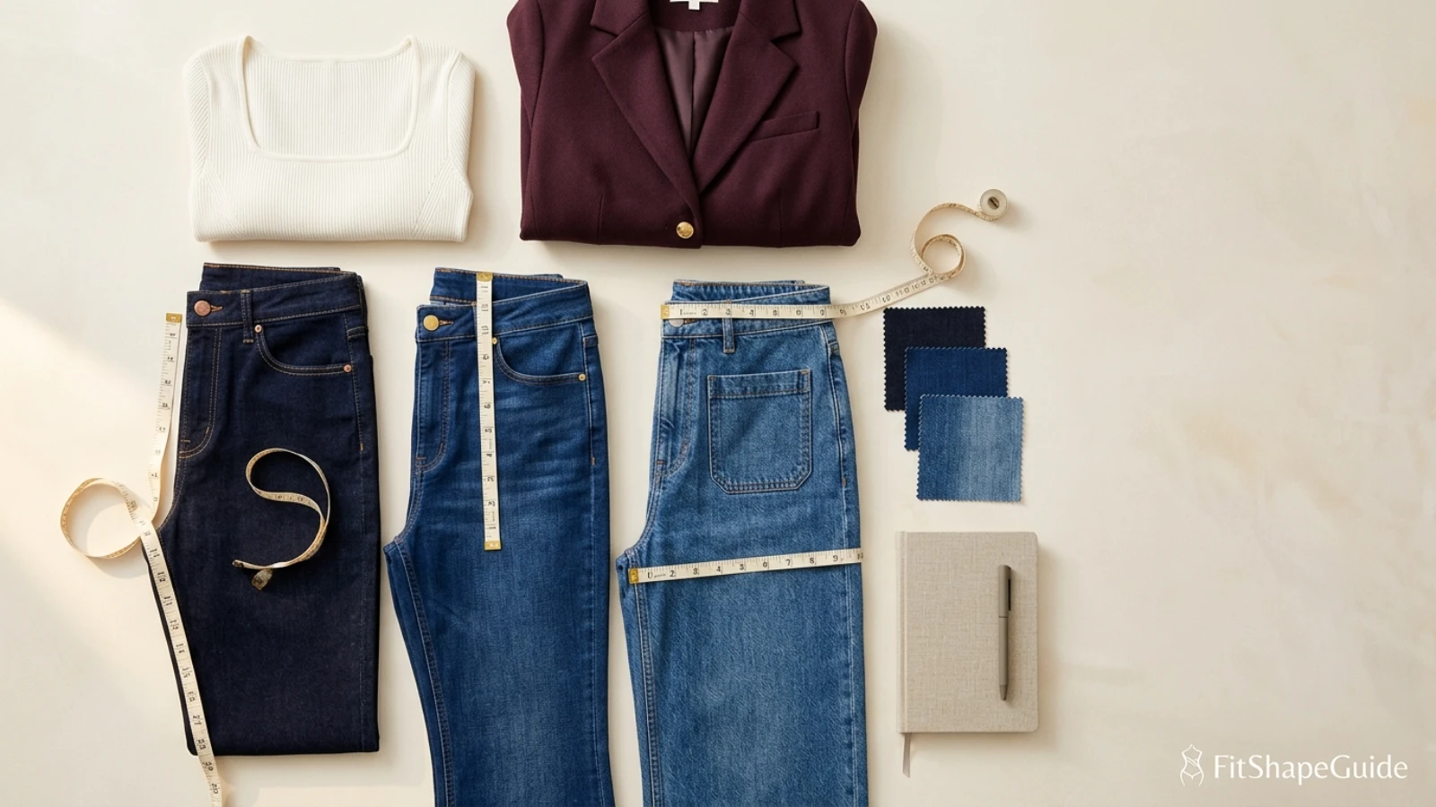 High-rise jeans capsule with front-rise and back-rise measurements